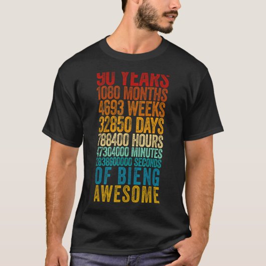 90誕生日旧メートル90歳 Tシャツ (正面)