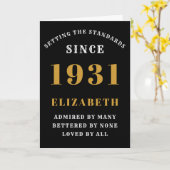 90誕生日生まれ1931、名前の付け加えをブラックに カード (黄色い花)