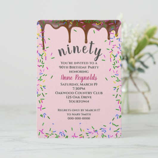 90誕生日用チョコレートアイシング 招待状 (スタンド正面)