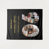 90誕生日番号90フォトコラージッモダンク タペストリー (正面(横))