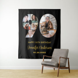 90誕生日番号90フォトコラージッモダンク タペストリー