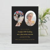 90誕生日番号90フォトコラージッモダンク 招待状 (スタンド正面)