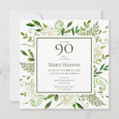 90誕生日白アジサイ 招待状 (正面)
