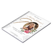 90誕生日白金ゴールドゲストブックフローラ写真 ノートブック (左側)