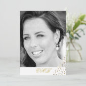 90誕生日白黒写真金ゴールド エレガント 招待状 (スタンド正面)