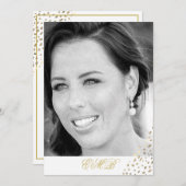 90誕生日白黒写真金ゴールド エレガント 招待状 (正面/裏面)