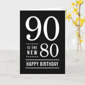 90誕生日白黒90が新しい80 カード (黄色い花)