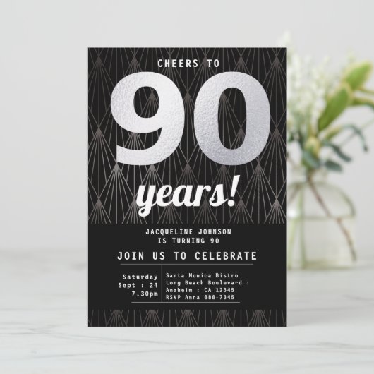 90誕生日白黒 招待状 (スタンド正面)