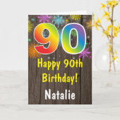 90誕生日素朴・レイカラフルンボー花火 カード (黄色い花)
