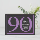 90誕生日紫と黒の黒板 招待状 (スタンド正面)