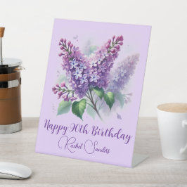 90誕生日紫薄紫花春 台座サイン