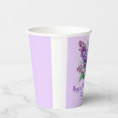90誕生日紫薄紫花春 紙コップ (右)