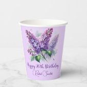 90誕生日紫薄紫花春 紙コップ (正面)