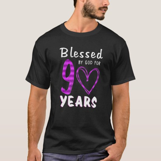 90誕生日賛美神による90歳のヘア Tシャツ (正面)