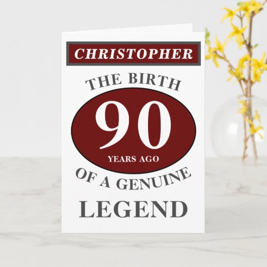 90誕生日赤い純正伝説あなたの名前を追加 カード (黄色い花)