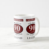 90誕生日赤い純正伝説あなたの名前を追加 コーヒーマグカップ (正面右)