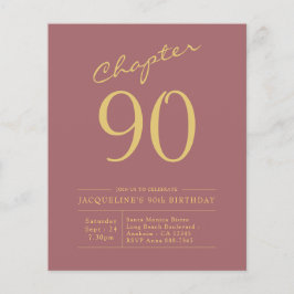 90誕生日金ゴールドピンクバジェット招待状 チラシ