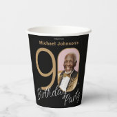 90誕生日金ゴールドブラックエレガントのカスタム写真 紙コップ (裏面)