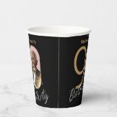 90誕生日金ゴールドブラックエレガントのカスタム写真 紙コップ (右)