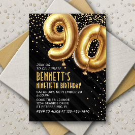 90誕生日金ゴールドブラック招待状 招待状
