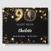 90誕生日黒金ゴールド星写真 ゲストブック (正面)