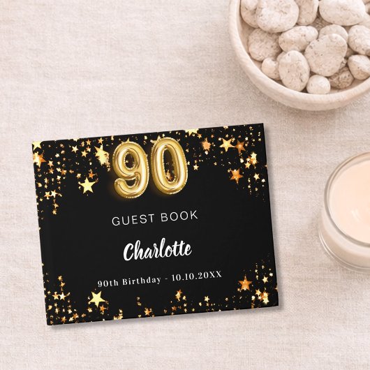 90誕生日黒金ゴールド星 ゲストブック