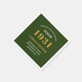 90誕生日1931グリーン金ゴールドパーソナライズされた スタンダードカクテルナプキン (角)