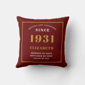 90誕生日1931シッエレガントクレッドパーソナライズされた クッション (裏面)