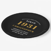 90誕生日1931ブラック金ゴールドラブパーソナライズされた ペーパープレート (アングル)