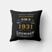 90誕生日1931生まれレトロ黒パーソナライズされた クッション (裏面)