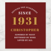 90誕生日1931赤金ゴールドレトロ パーソナライズされた ワインラベル (シングルラベル)