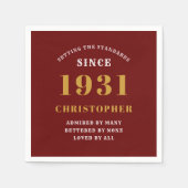 90誕生日1931赤金ゴールド彼のためにパーソナライズされた スタンダードカクテルナプキン (正面)