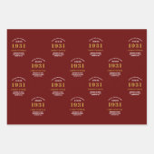 90誕生日1931赤金ゴールド彼のためにパーソナライズされた ラッピングペーパーシート (正面)