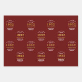 90誕生日1932赤金ゴールド彼の名前の年 ラッピングペーパーシート (正面3)