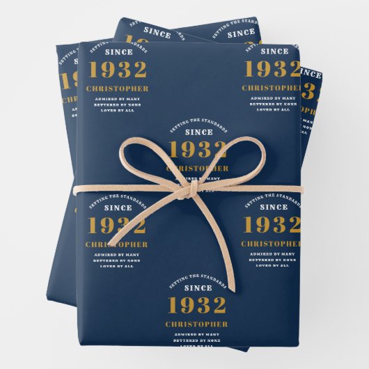 90誕生日1932青金ゴールド追加の名前 ラッピングペーパーシート (インサイチュ)