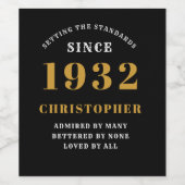 90誕生日1932黒金ゴールドレトロ時代 ワインラベル (シングルラベル)