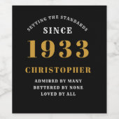 90誕生日1933黒金ゴールドレトロ ワインラベル (シングルラベル)