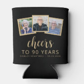 90誕生日3フォトブラック金ゴールドスクリプト応援 缶クーラー (裏面)