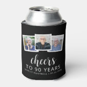 90誕生日3フォト白黒スクリプト応援 缶クーラー (缶正面)