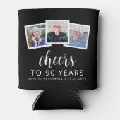 90誕生日3フォト白黒スクリプト応援 缶クーラー (正面)