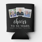 90誕生日3フォト白黒スクリプト応援 缶クーラー (裏面)