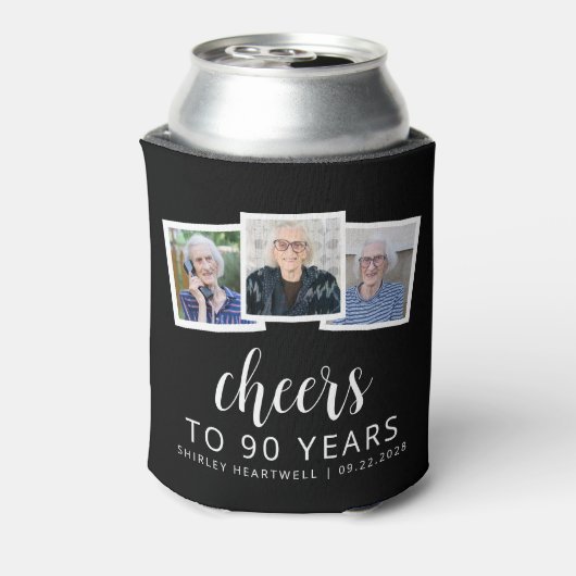 90誕生日3フォト白黒スクリプト応援 缶クーラー (缶裏面)