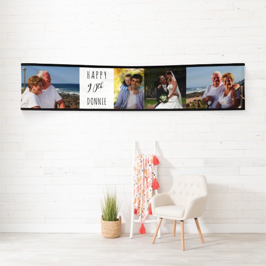 90誕生日4フォトストリップパーソナライズされた 横断幕 (インサイチュ)