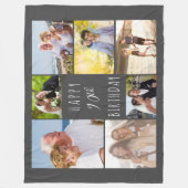 90誕生日7フォトコラージダークグレー フリースブランケット (正面)