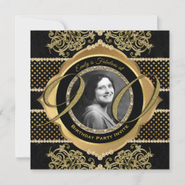 90誕生日90番目の金ゴールドダイヤモンド写真立て 招待状