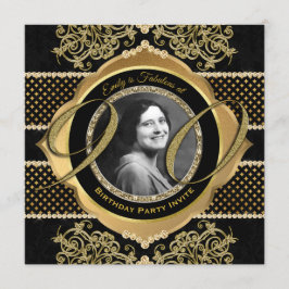 90誕生日90番目の金ゴールドダイヤモンド写真立て 招待状