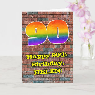 90誕生日:おもしろいグラフィティインスパイアレインボー90 カード