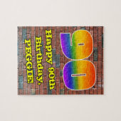 90誕生日:おもしろいグラフィティインスパイアレインボー90 ジグソーパズル (横)