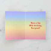 90誕生日—おもしろいケーキ&ろうそく、名前をカスタムする付き カード (内部)