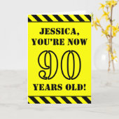 90誕生日:おもしろいステンシルスタイル文字、名前をカスタムする カード (黄色い花)